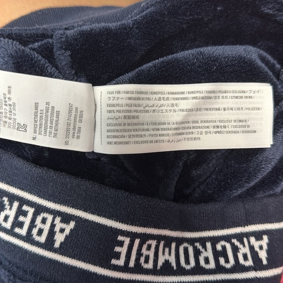 abercrombie Kids Hoodie Navy Blue Sherpa Logo Size 5/6 - Picture 4 of 4